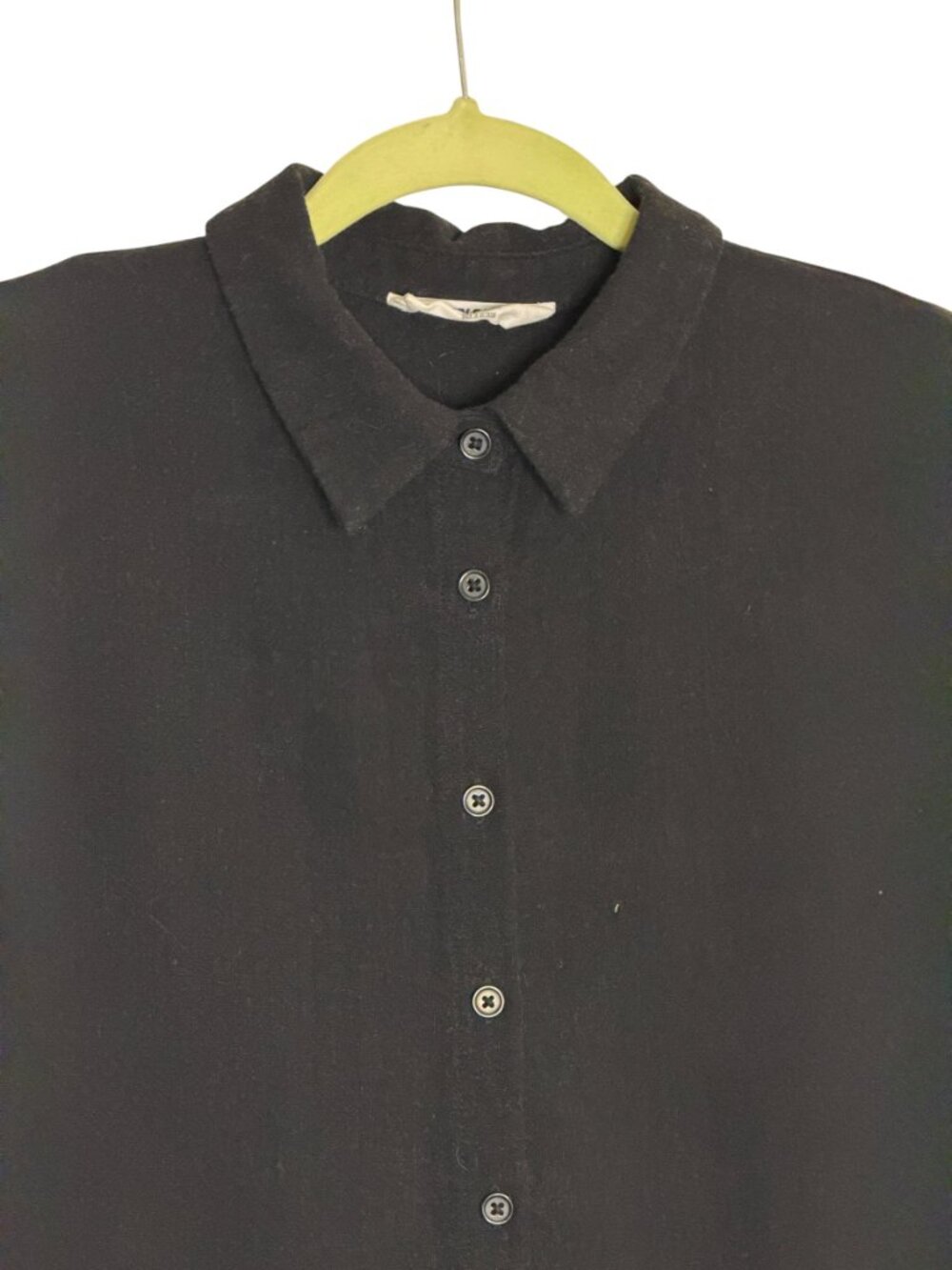 Double Zero Linen Blend Button Front Top Blouse Shirt Black M - Picture 2 of 6